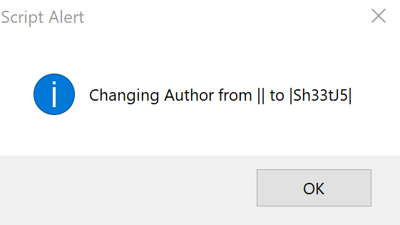 "Changing Author" popup