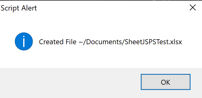 "Created File" popup