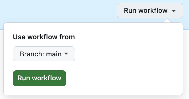 Run Workflow dropdown