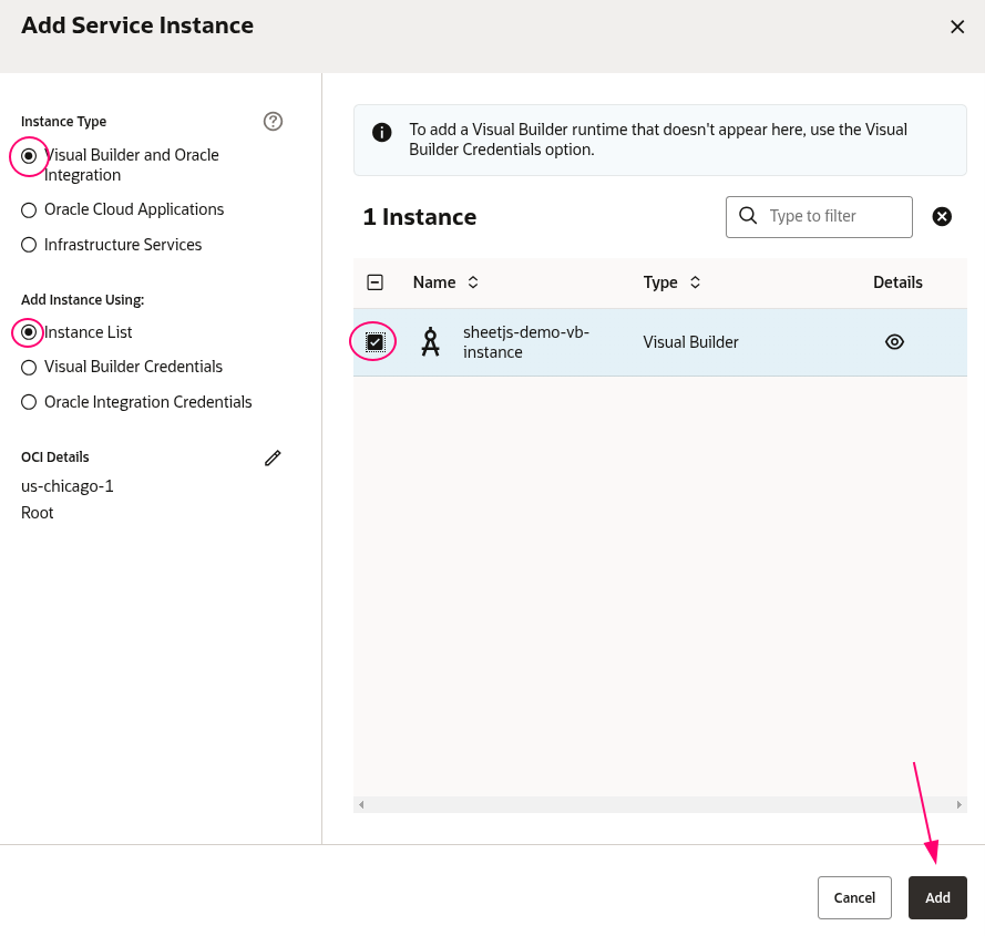 Connect instance to environment