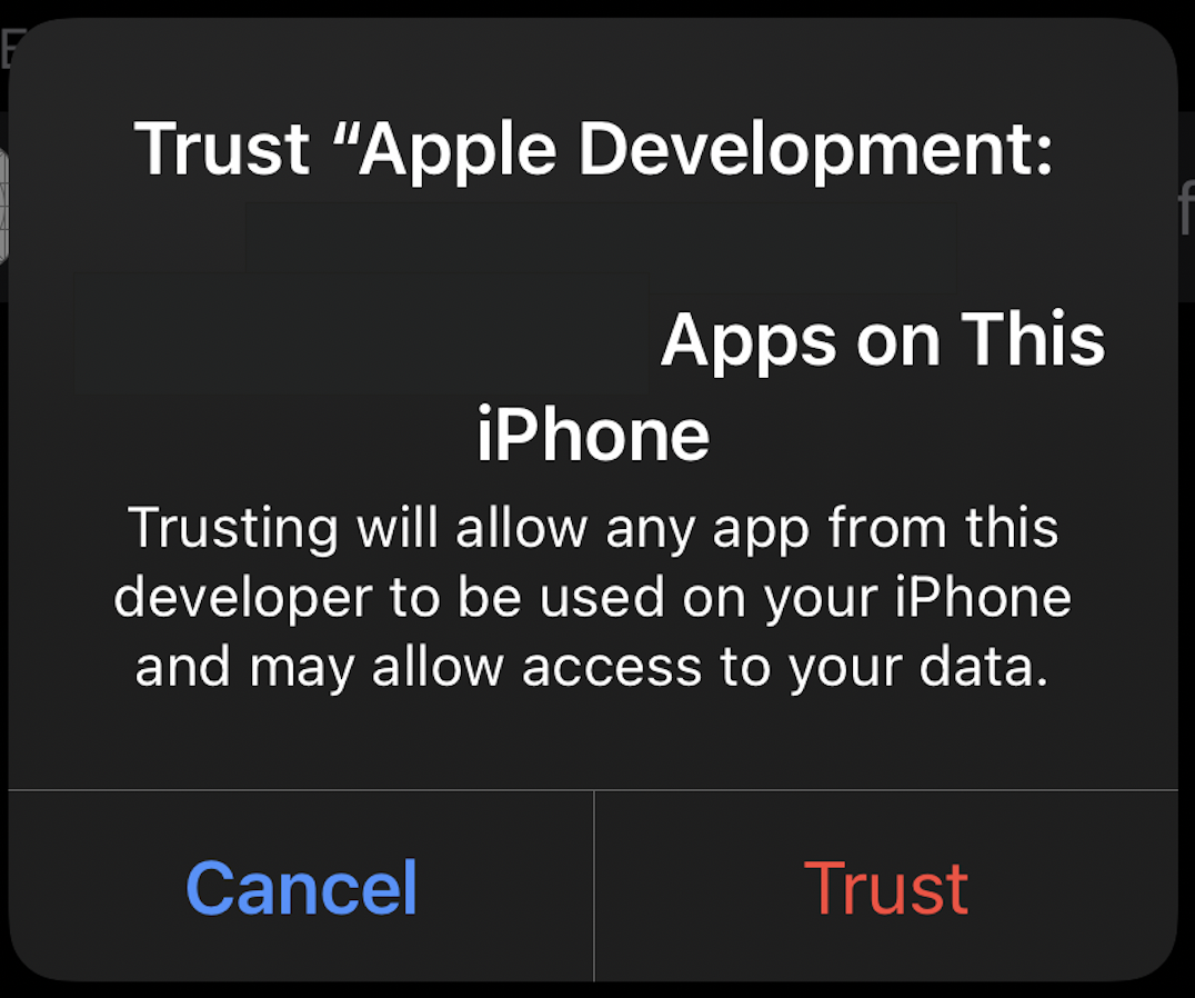 iOS Trust Popup