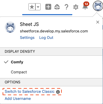 Switch to Salesforce Classic