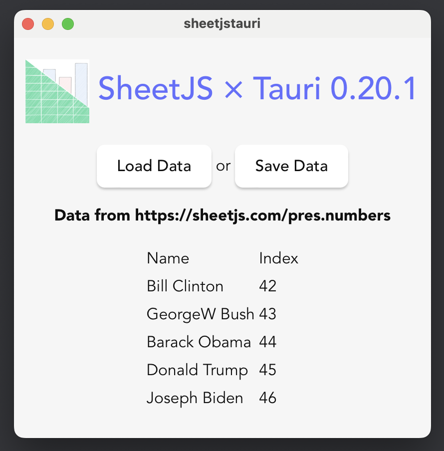 SheetJS Tauri MacOS screenshot